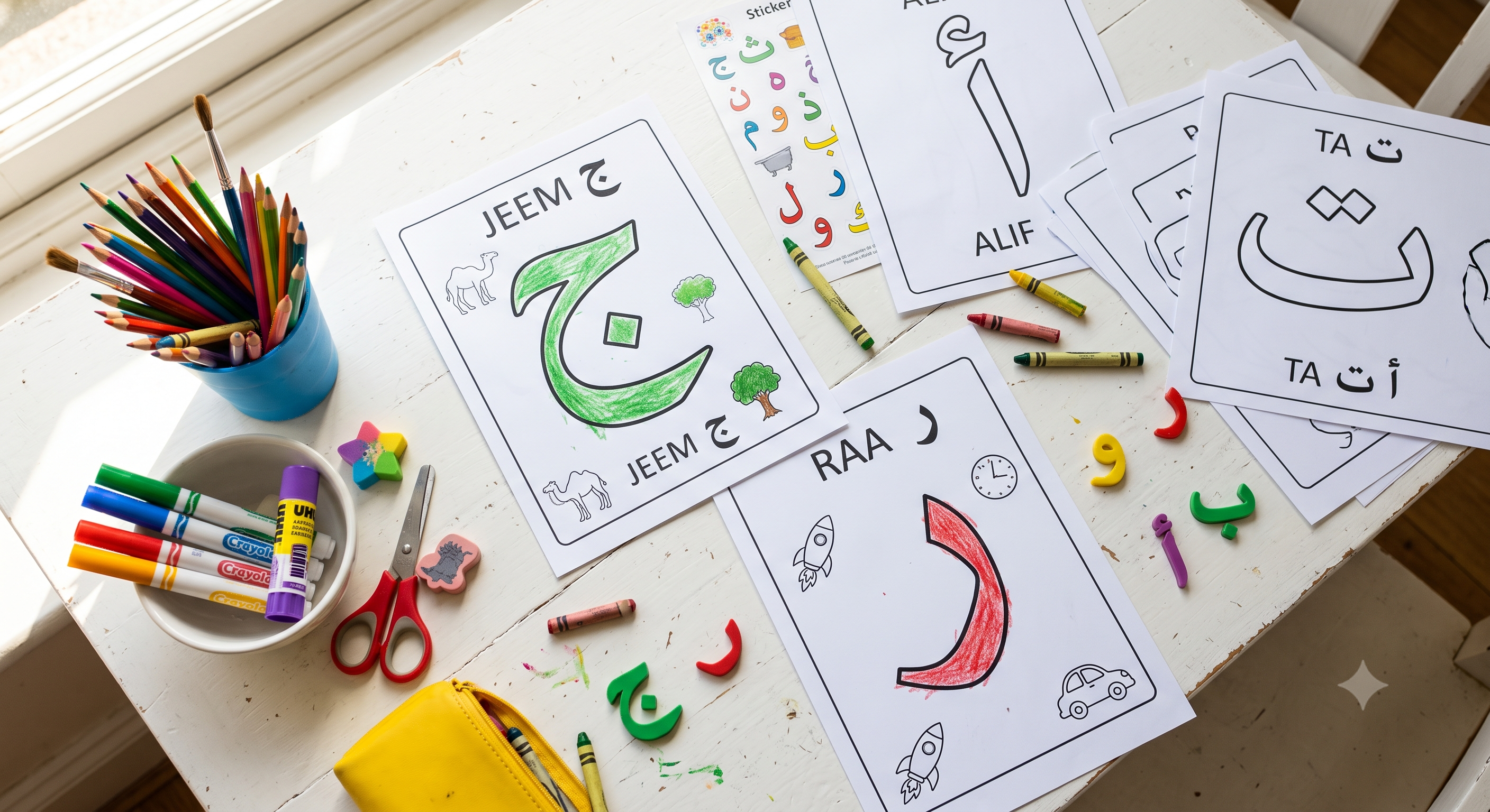 Printable Arabic letter activities arranged for classroom use